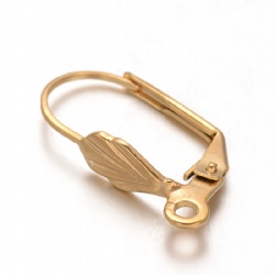 Stainless Steel seashell Design Leverback With Open Ring Attached 18K gold vacuum plated  19x10mm