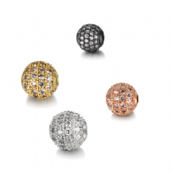 Metal beads spacer round bead,Brass core paved with crystal zircon