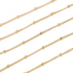 Stainless steel Gold Satellite Beaded Ball Curb Thin Chain gold color